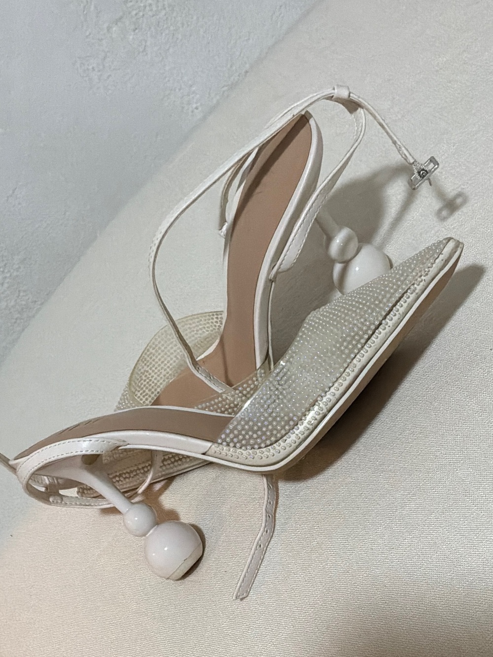 INC International Concepts White Crystal Pointed Slingback Heels - Picture 2 of 4